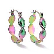 Ion Plating(IP) Rainbow Color 304 Stainless Steel Oval Wrap Hoop Earrings for Women, 20.5x19x5mm, Pin: 0.8mm(EJEW-G293-29M)