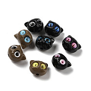 Opaque Acrylic Beads, Cat Shape, Mixed Color, 16.5x19x15mm, Hole: 3.3mm(MACR-K358-20)