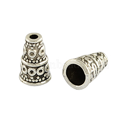 Apetalous Alloy Bead Cone, Tibetan Style, Cadmium Free & Nickel Free & Lead Free, Antique Silver, 10x7mm, Hole: 1.5~4mm(X-TIBEB-0671-AS-NR)
