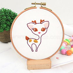 DIY Display Decoration Embroidery Kit, including Embroidery Needles & Thread & Fabric, Plastic Embroidery Hoop, Deer Pattern, 87x60mm(SENE-PW0003-071I)