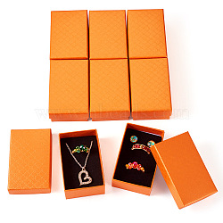 Rectangle Cardboard Paper Jewelry Box, Rhombus Print Jewelry Case with Sponge Inside, for Earring Packaging, Saddle Brown, 8.1x5.1x2.6cm(CON-TAC0015-01G)