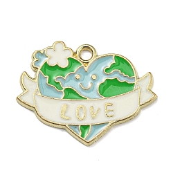 Alloy Enmael Pendants, Golden, Earth Charm, Word Love, 19x26x1mm, Hole: 1.8mm(ENAM-P250-A04-G)