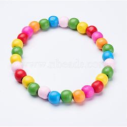 Wood Beaded Kids Necklaces, Colorful, 16.9 inch(430mm)(NJEW-JN01821)