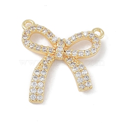 Brass Micro Pave Clear Cubic Zirconia Pendants, Bowknot, Golden, 19x18.5x3.5mm, Hole: 1mm(KK-U008-01B-G)