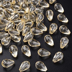 Transparent Acrylic Beads, Faceted, Teardrop, Navajo White, 12x8mm, Hole: 1.5mm, about 1338pcs/500g(MACR-S373-59B-B10)