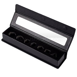 7-Slot Imitation Leather Dice Organizer Boxes with Magnetic Visible Window Lid, Rectangle, Black, 21x5x3.5cm(ODIS-WH0079-105B)