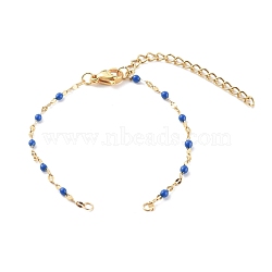 304 Stainless Steel Link Chain Bracelet Makings, with Enamel, Golden, Blue, 5-5/8 inch(14.3cm)(AJEW-JB00952-03)