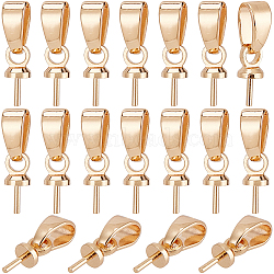 44Pcs Brass Cup Peg Bails, Nickel Free, Real 18K Gold Plated, 11.5mm, Hole: 3x7mm, Pin: 0.7mm(KK-CN0002-98)