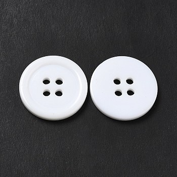 Resin Buttons, Dyed, Flat Round, White, 20x3mm, Hole: 2mm, 195pcs/bag