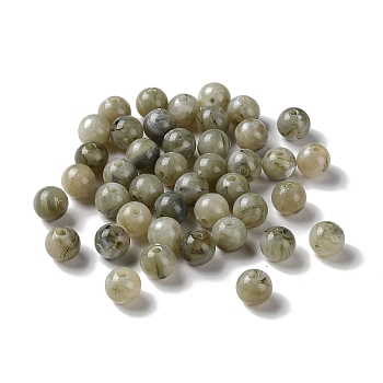 Acrylic Beads, Imitation Gemstone, Round, Olive, 8mm, Hole: 1.8mm