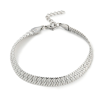 304 Stainless Steel Herringbone Chain Bracelet, Stainless Steel Color, 8-5/8 inch(22cm)