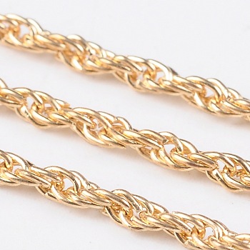 Iron Rope Chains, Soldered, with Spool, Gold Plated, 3x2x0.45mm, 100m/roll