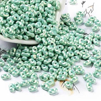 Spray Painted Opaque Acrylic Beads, Peanut, Aquamarine, 6.5x4x3mm, Hole: 1.2mm, about 10000pcs/500g