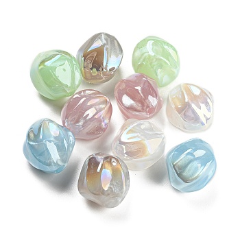 Opaque Acrylic Beads, Imitation Shell Effect, Mixed Color, 21x19.5x19mm, Hole: 3.2mm