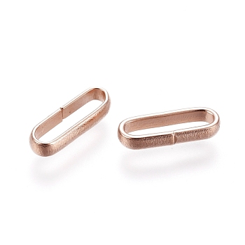 304 Stainless Steel Quick Link Connectors, Linking Rings, Oval, Rose Gold, 10x1.5x3.5mm
