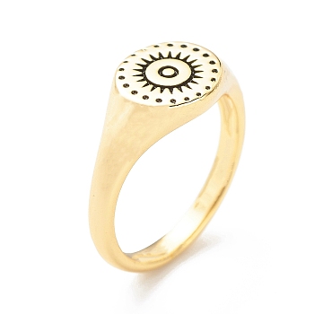 Brass Signet Ring for Women, Golden, Sun Pattern, 2.3~9.2mm, US Size 6(16.5mm)