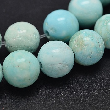 Natural Howlite Beads Strands, Dyed & Heated, Round, Turquoise, 10mm, Hole: 1mm, about 39pcs/strand, 15.5 inch(39.4cm)