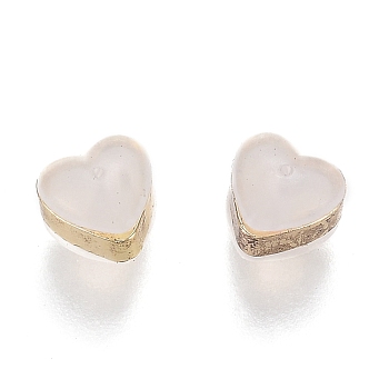 Heart Silicone Ear Nuts, Secure Soft Earring Backs, with Brass Findings, Golden, 6x6.2x5mm, Hole: 1mm