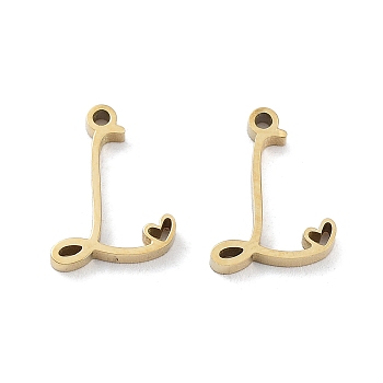 304 Stainless Steel Charms, Laser Cut, Real 14K Gold Plated, Letter L, 11.5x8x1.5mm, Hole: 1mm