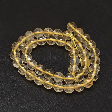 Rondes citrine naturelle perles brins(G-K068-12-8mm)-2