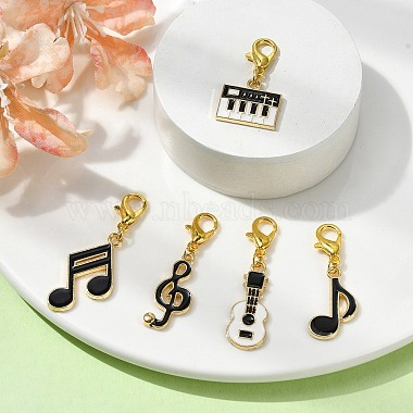 Musical Theme Alloy Enamel Pendants Decorations(HJEW-JM01764)-2