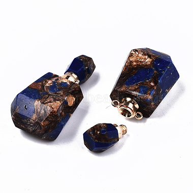 Assembled Synthetic Bronzite and Lapis Lazuli Openable Perfume Bottle Pendants(X-G-S366-059A)-3