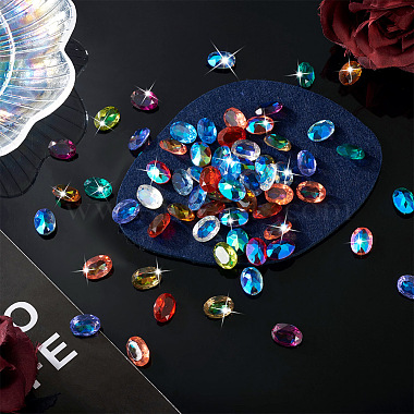 120Pcs 12 Colors Transparent Pointed Back Resin Rhinestone Cabochons(KY-CW0001-01)-7