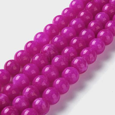 Fuchsia Round White Jade Beads