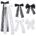 12Pcs 6 Styles Polyester Alloy Bowknot Hair Clips, Hair Accessories for Women Girls, Mixed Color, 100~270x75~90x11mm, 2pcs/style(PHAR-CN0001-02)