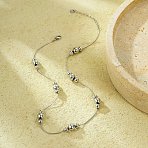 304 Stainless Steel Round Beads Link Chain Necklaces for Women, Stainless Steel Color, 18.82 inch(47.8cm)(NJEW-U031-11P)