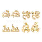 Brass Pendants, Sea Animals Charms, Cadmium Free & Lead Free, Rack Plating, Long-Lasting Plated, with Jump Ring, Mixed Shapes, 12~17.5x14~16.5x3~204mm, Hole: 3mm(KK-C143-46G-G)