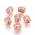 Alloy Beads, Buddha Head, Rose Gold, 10x9x8mm, Hole: 2mm(PALLOY-P144-18RG-3A)