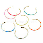 Twisted Brass Enamel Cuff Bangle, Real 18K Gold Plated Open Bangle for Women, Nickel Free, Mixed Color, Inner Diameter: 2-3/8 inch(5.95cm)(BJEW-T020-02-NF)