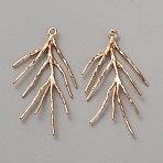 Brass Branch Pendants, Light Gold, 41x27x1.5mm, Hole: 1.5mm(FIND-WH0148-270KCG)