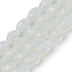 Electroplate Imitation Jade Glass Beads Strands, Faceted, Teardrop, White, 6x4mm, Hole: 0.9mm, about 65~67pcs/strand, 15.35~16.14 inch(39~41cm)(EGLA-N013-J4mm-D02)