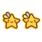 Polyester Computerized Embroidery Cloth Iron on Sew on Patches, Star, Appliques Patches, Yellow, 36x36x1.5mm(PATC-L001-15)