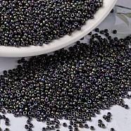 MIYUKI Round Rocailles Beads, Japanese Seed Beads, 15/0, (RR2019) Matte Metallic Eggplant Iris, 15/0, 1.5mm, Hole: 0.7mm, about 5555pcs/bottle, 10g/bottle(SEED-JP0010-RR2019)