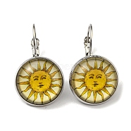 Sun Glass Leverback Earrings with Brass Earring Pins, Gold, 29mm(EJEW-Q798-01J)