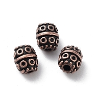 Tibetan Style Alloy Beads, Cadmium Free & Lead Free, Barrel, Red Copper, 7x8.5mm, Hole: 1.8mm(FIND-Q094-35R)