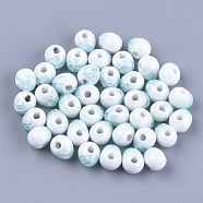 Handmade Porcelain Beads, Crackle Beads Style, Oval, Light Cyan, 9.5~10.5x12~13x10.5mm, Hole: 2.5~3mm(PORC-S498-21A)