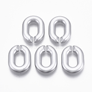 Spray Painted CCB Plastic Linking Rings, Quick Link Connectors, For Jewelry Cable Chains Making, Oval, Silver, 23.5x18x5mm, Inner Diameter: 6.5x13mm(CCB-R104-12F-03)
