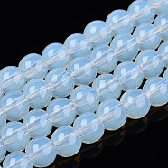 Transparent Glass Beads Strands, Round, Creamy White, 6~6.5mm, Hole: 1.4mm, about 67~70pcs/strand, 14.76 inch~15.16 inch(37.5~38.5cm)(GLAA-T032-T6mm-14)