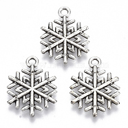 Tibetan Style Alloy Pendants, Lead Free & Cadmium Free, Snowflake, Antique Silver, 19.5x15.5x1.5mm, Hole: 1.8mm(X-TIBE-N010-20AS-RS)