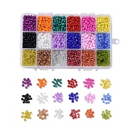 Glass Round Seed Beads, Transparent & Transparent Colours Lustered & Transparent Colours Rainbow & Frosted Colors & Opaque Colours & Ceylon & Baking Paint & Opaque Colors Lustered, Mixed Color, 4mm, Hole: 1.5mm, 18colors, 22g/color, 396g/box(SEED-JP0007-22-4mm)