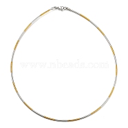 Vacuum Plating 202 Stainless Steel Wire Choker Necklace with Clasp, Rigid Necklace for Women, Golden & Stainless Steel Color, Inner Diameter: 5.31 inch(13.5cm)(NJEW-H011-09GP)