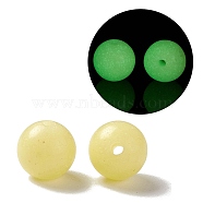 Luminous Candy Color Glass Bead, Glow in the Dark,  Round, Light Khaki, 6mm, Hole: 0.8mm(GLAA-E031-01A-08)