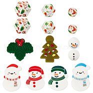 14Pcs 11 Style Christmas Theme Food Grade Eco-Friendly Silicone Beads, Chewing Beads For Teethers, DIY Nursing Necklaces Making, Mixed Color, 12~35x12~31x7~23mm, Hole: 2.5~3mm, 11 style/box(SIL-OC0001-13)