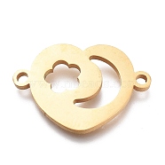 304 Stainless Steel Links Connectors, Laser Cut, Heart With Moon And flower, Golden, 14x20x1mm, Hole: 1.5mm(X-STAS-N094-12G)