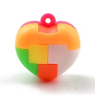 Plastic Pendants, Bubble Popper Fidget Toy, Stress Anxiety Relief Toys, Puzzle Block Pendant, Heart, Colorful, 32x32.5x26mm, Hole: 3mm(KY-B002-05)