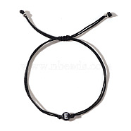Acrylic Letter E Adjustable Braided Cord Bracelets for Men, Black(GX4208-5)